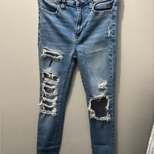 Distressed Blue Jeans